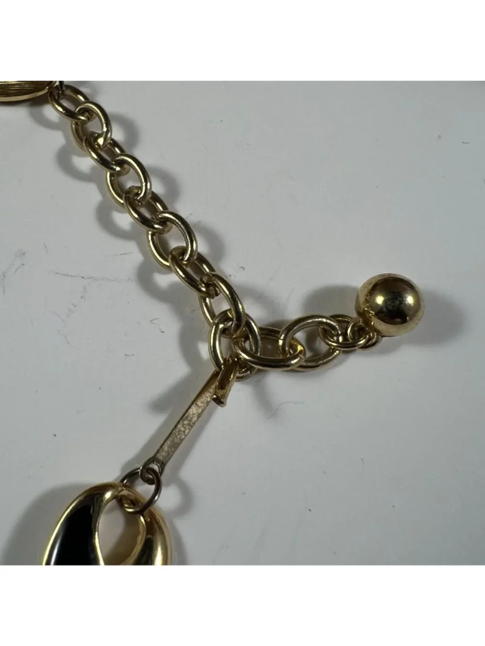 Vintage Gold Tone & Black Enamel Twist Link Necklace - Picture 3 of 3